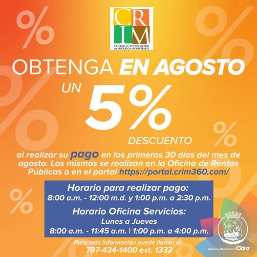 Descuento CRIM - 5% en Agosto
