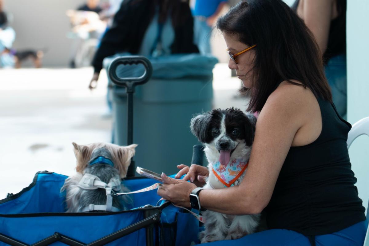 Residente con sus mascotas en la jornada de vacunación